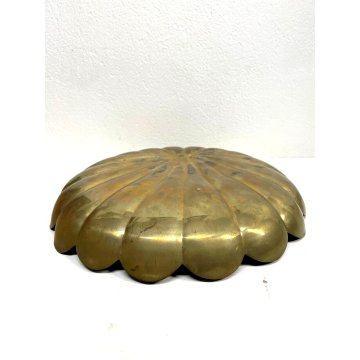 VASSOIO CIOTOLA OTTONE CENTROTAVOLA FOGLIA VINTAGE BRASS BOWL ø 36 cm  '70/'80