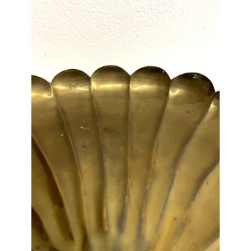 VASSOIO CIOTOLA OTTONE CENTROTAVOLA FOGLIA VINTAGE BRASS BOWL ø 36 cm  '70/'80