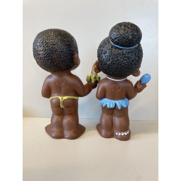 PUPAZZO GOMMA BIMBI AFRICANI LEDRA LEDRAPLASTIC COLLEZIONE VINTAGE 19 cm/h '60