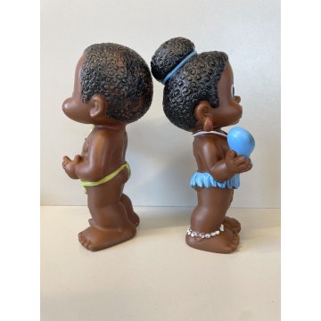 PUPAZZO GOMMA BIMBI AFRICANI LEDRA LEDRAPLASTIC COLLEZIONE VINTAGE 19 cm/h '60