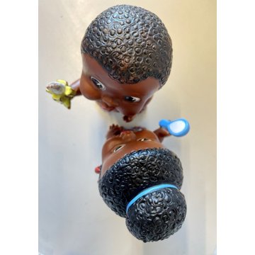 PUPAZZO GOMMA BIMBI AFRICANI LEDRA LEDRAPLASTIC COLLEZIONE VINTAGE 19 cm/h '60
