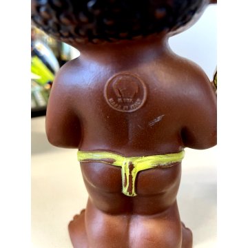 PUPAZZO GOMMA BIMBI AFRICANI LEDRA LEDRAPLASTIC COLLEZIONE VINTAGE 19 cm/h '60