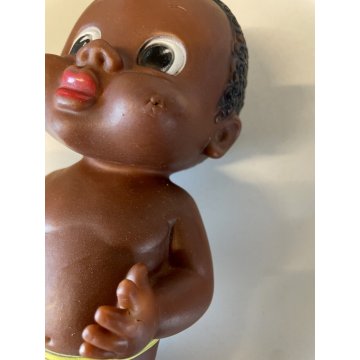 PUPAZZO GOMMA BIMBI AFRICANI LEDRA LEDRAPLASTIC COLLEZIONE VINTAGE 19 cm/h '60