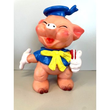 PUPAZZO GOMMA TOMMY Tre porcellini Walt Disney LEDRA LEDRAPLASTIC GIOCO 21cm '60