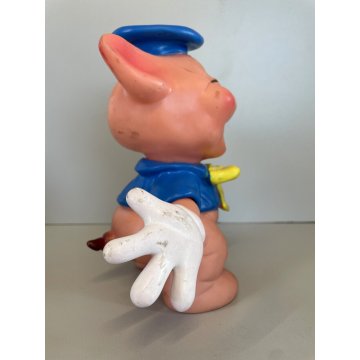 PUPAZZO GOMMA TOMMY Tre porcellini Walt Disney LEDRA LEDRAPLASTIC GIOCO 21cm '60