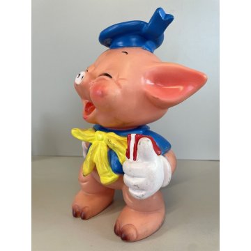 PUPAZZO GOMMA TOMMY Tre porcellini Walt Disney LEDRA LEDRAPLASTIC GIOCO 21cm '60