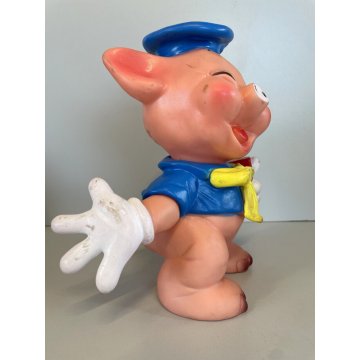 PUPAZZO GOMMA TOMMY Tre porcellini Walt Disney LEDRA LEDRAPLASTIC GIOCO 21cm '60