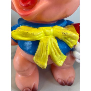 PUPAZZO GOMMA TOMMY Tre porcellini Walt Disney LEDRA LEDRAPLASTIC GIOCO 21cm '60