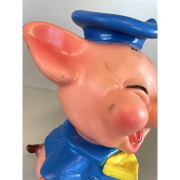 PUPAZZO GOMMA TOMMY Tre porcellini Walt Disney LEDRA LEDRAPLASTIC GIOCO 21cm '60