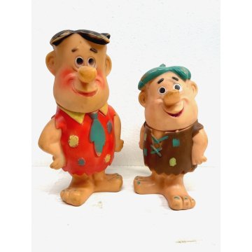 COPPIA PUPAZZO GOMMA Fred Barney Flintstones Hanna Barbera 27cm ULTRA PRODUKTER