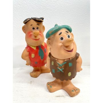 COPPIA PUPAZZO GOMMA Fred Barney Flintstones Hanna Barbera 27cm ULTRA PRODUKTER