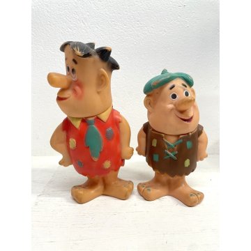 COPPIA PUPAZZO GOMMA Fred Barney Flintstones Hanna Barbera 27cm ULTRA PRODUKTER