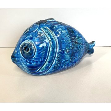 SCULTURA PESCE CERAMICA BLU Aldo Londi BITOSSI FLAVIA MONTELUPO ITALY FISH '60