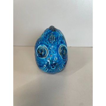 SCULTURA PESCE CERAMICA BLU Aldo Londi BITOSSI FLAVIA MONTELUPO ITALY FISH '60