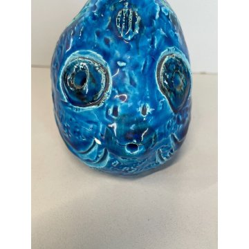 SCULTURA PESCE CERAMICA BLU Aldo Londi BITOSSI FLAVIA MONTELUPO ITALY FISH '60