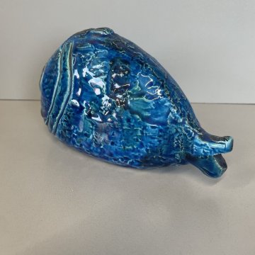 SCULTURA PESCE CERAMICA BLU Aldo Londi BITOSSI FLAVIA MONTELUPO ITALY FISH '60