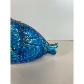 SCULTURA PESCE CERAMICA BLU Aldo Londi BITOSSI FLAVIA MONTELUPO ITALY FISH '60