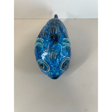 SCULTURA PESCE CERAMICA BLU Aldo Londi BITOSSI FLAVIA MONTELUPO ITALY FISH '60