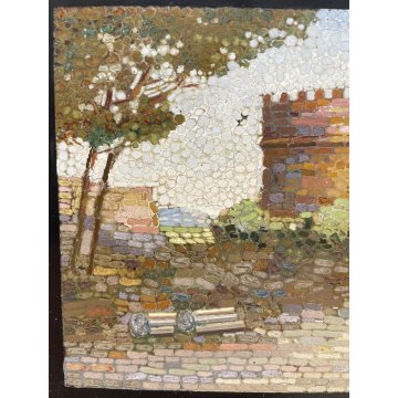 ANTICO QUADRO MICROMOSAICO TOMBA DI CECILIA MATELLA ROMA VATICANO MOSAICO RARO