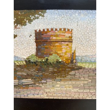 ANTICO QUADRO MICROMOSAICO TOMBA DI CECILIA MATELLA ROMA VATICANO MOSAICO RARO