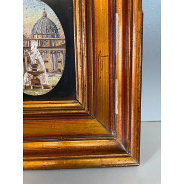 ANTICO QUADRO MICROMOSAICO PIAZZA S Pietro ROMA VATICANO MOSAICO RARO FONTANA