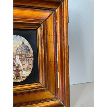 ANTICO QUADRO MICROMOSAICO PIAZZA S Pietro ROMA VATICANO MOSAICO RARO FONTANA