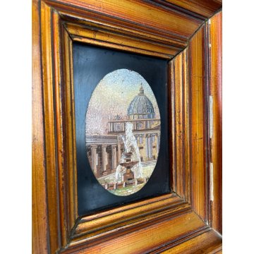 ANTICO QUADRO MICROMOSAICO PIAZZA S Pietro ROMA VATICANO MOSAICO RARO FONTANA