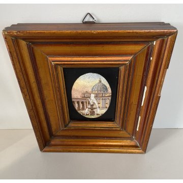 ANTICO QUADRO MICROMOSAICO PIAZZA S Pietro ROMA VATICANO MOSAICO RARO FONTANA