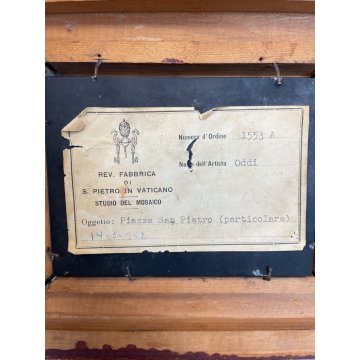 ANTICO QUADRO MICROMOSAICO PIAZZA S Pietro ROMA VATICANO MOSAICO RARO FONTANA