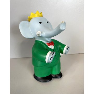 PUPAZZO GOMMA VINTAGE Roi BABAR Delacoste TELE HACHETTE B.BRUNNNOF 16 cm/h  1966