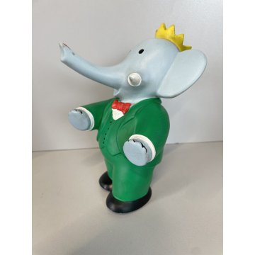 PUPAZZO GOMMA VINTAGE Roi BABAR Delacoste TELE HACHETTE B.BRUNNNOF 16 cm/h  1966