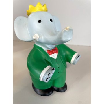PUPAZZO GOMMA VINTAGE Roi BABAR Delacoste TELE HACHETTE B.BRUNNNOF 16 cm/h  1966