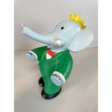 PUPAZZO GOMMA VINTAGE Roi BABAR Delacoste TELE HACHETTE B.BRUNNNOF 16 cm/h  1966
