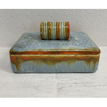 COFANETTO CERAMICA GOLDSCHEIDER AUSTRIA VINTAGE RETTANGOLARE COPERCHIO DECORO