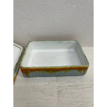 COFANETTO CERAMICA GOLDSCHEIDER AUSTRIA VINTAGE RETTANGOLARE COPERCHIO DECORO