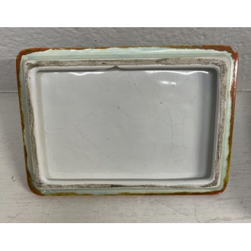 COFANETTO CERAMICA GOLDSCHEIDER AUSTRIA VINTAGE RETTANGOLARE COPERCHIO DECORO