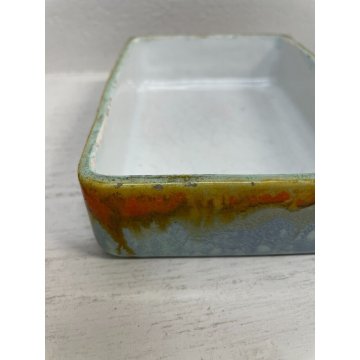 COFANETTO CERAMICA GOLDSCHEIDER AUSTRIA VINTAGE RETTANGOLARE COPERCHIO DECORO