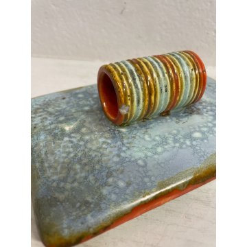 COFANETTO CERAMICA GOLDSCHEIDER AUSTRIA VINTAGE RETTANGOLARE COPERCHIO DECORO