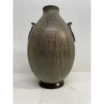 VASO CERAMICA ZACCAGNINI FIRENZE BIANSATO VASE SUPERFICIE INCISA '40 FIRMATO