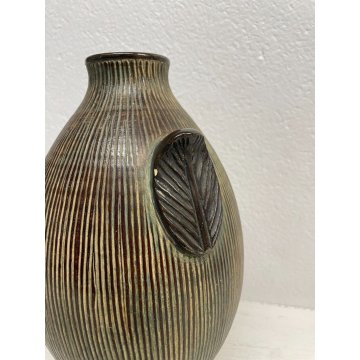 VASO CERAMICA ZACCAGNINI FIRENZE BIANSATO VASE SUPERFICIE INCISA '40 FIRMATO