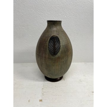 VASO CERAMICA ZACCAGNINI FIRENZE BIANSATO VASE SUPERFICIE INCISA '40 FIRMATO