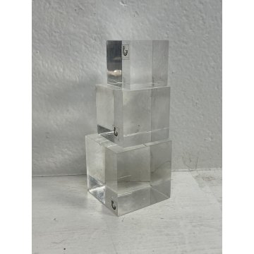 RARI 3 CUBI FERMACARTE PLEXIGLASS GUZZINI '70 CUBE PLASTICA OFFICE DECOR ITALY