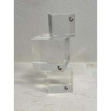 RARI 3 CUBI FERMACARTE PLEXIGLASS GUZZINI '70 CUBE PLASTICA OFFICE DECOR ITALY