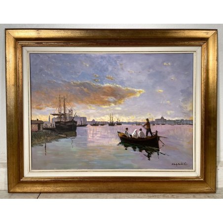QUADRO DIPINTO OLIO Zapedro MARINA laguna VENEZIA