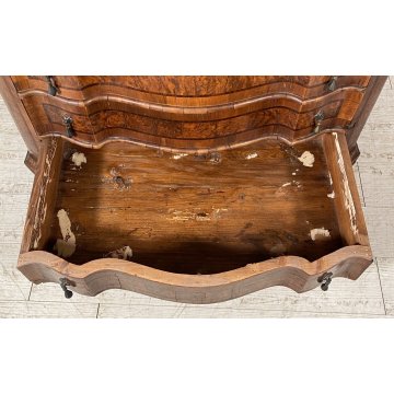 ANTICO TRUMEAU LOMBARDO PRIMI 1900 COMÒ CREDENZA DOPPIO CORPO RIBALTA LEGNO NOCE