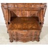 ANTICO TRUMEAU LOMBARDO PRIMI 1900 COMÒ CREDENZA DOPPIO CORPO RIBALTA LEGNO NOCE