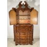 ANTICO TRUMEAU LOMBARDO PRIMI 1900 COMÒ CREDENZA DOPPIO CORPO RIBALTA LEGNO NOCE