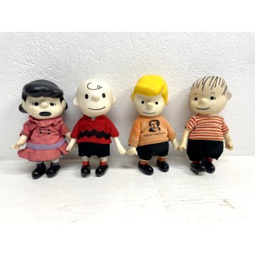 LOTTO 4 VINTAGE POCKET DOLL  Peanuts Charlie Brown Lucy Linus Shroeder 17 CM '66