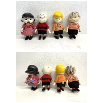 LOTTO 4 VINTAGE POCKET DOLL  Peanuts Charlie Brown Lucy Linus Shroeder 17 CM '66
