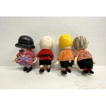 LOTTO 4 VINTAGE POCKET DOLL  Peanuts Charlie Brown Lucy Linus Shroeder 17 CM '66